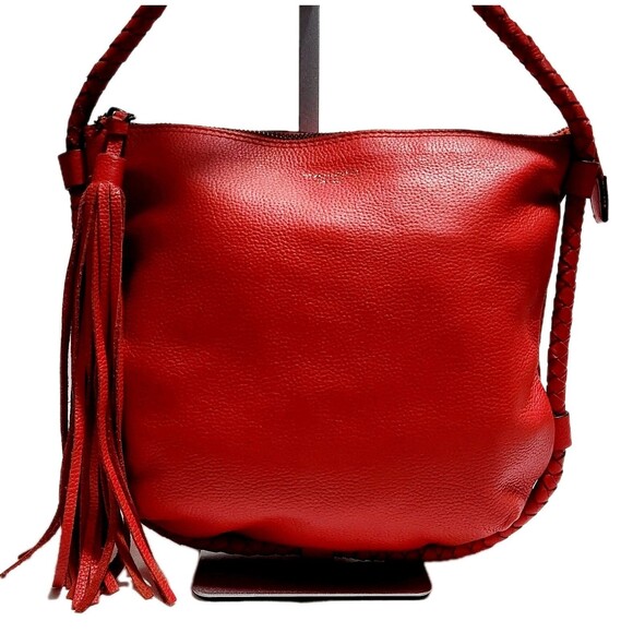 TAHARI ALS Leather Shoulder Bag Hobo With Tassel - Picture 12 of 13